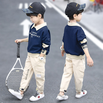 Childrens clothing boy suit spring and autumn clothing season 2021 new large childrens sports two-piece boy handsome Korean tide