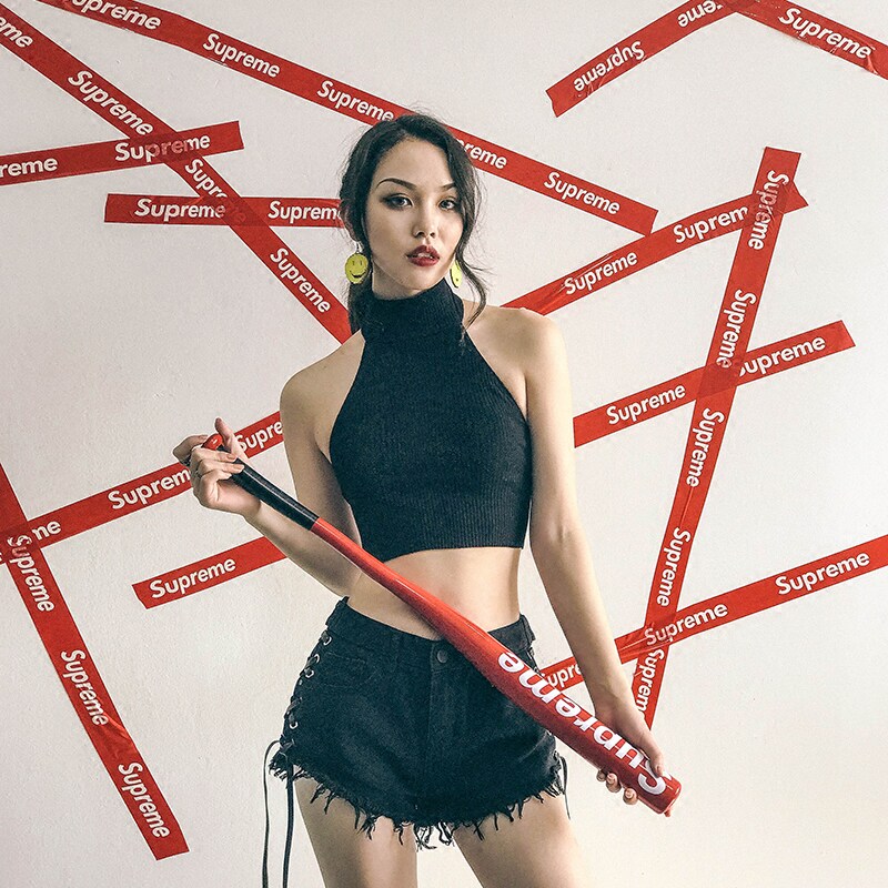 European and American body sleeveless careless machine harness ruffles back short hanging neck smear outside wearing vest wrapped chest blouses female summer