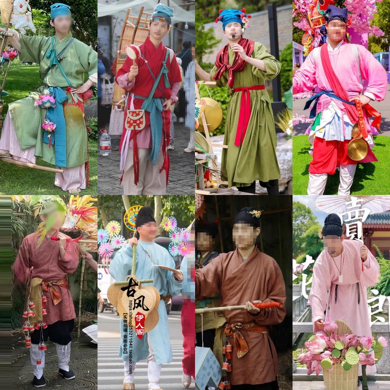 Ancient Street Market, Ancient Town, Hanfu Seller, Song Dynasty Men's Adult Traditional Folk Costume, Classical Performance Clothing