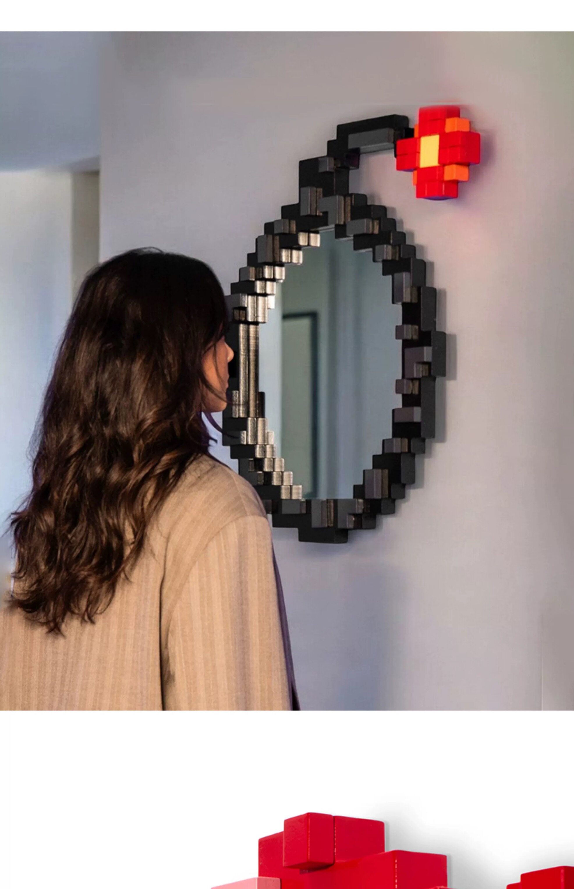 Декоративные зеркала 【官方授权】意大利seletti pxiel绿泡泡像素挂镜卧室浴室上墙镜