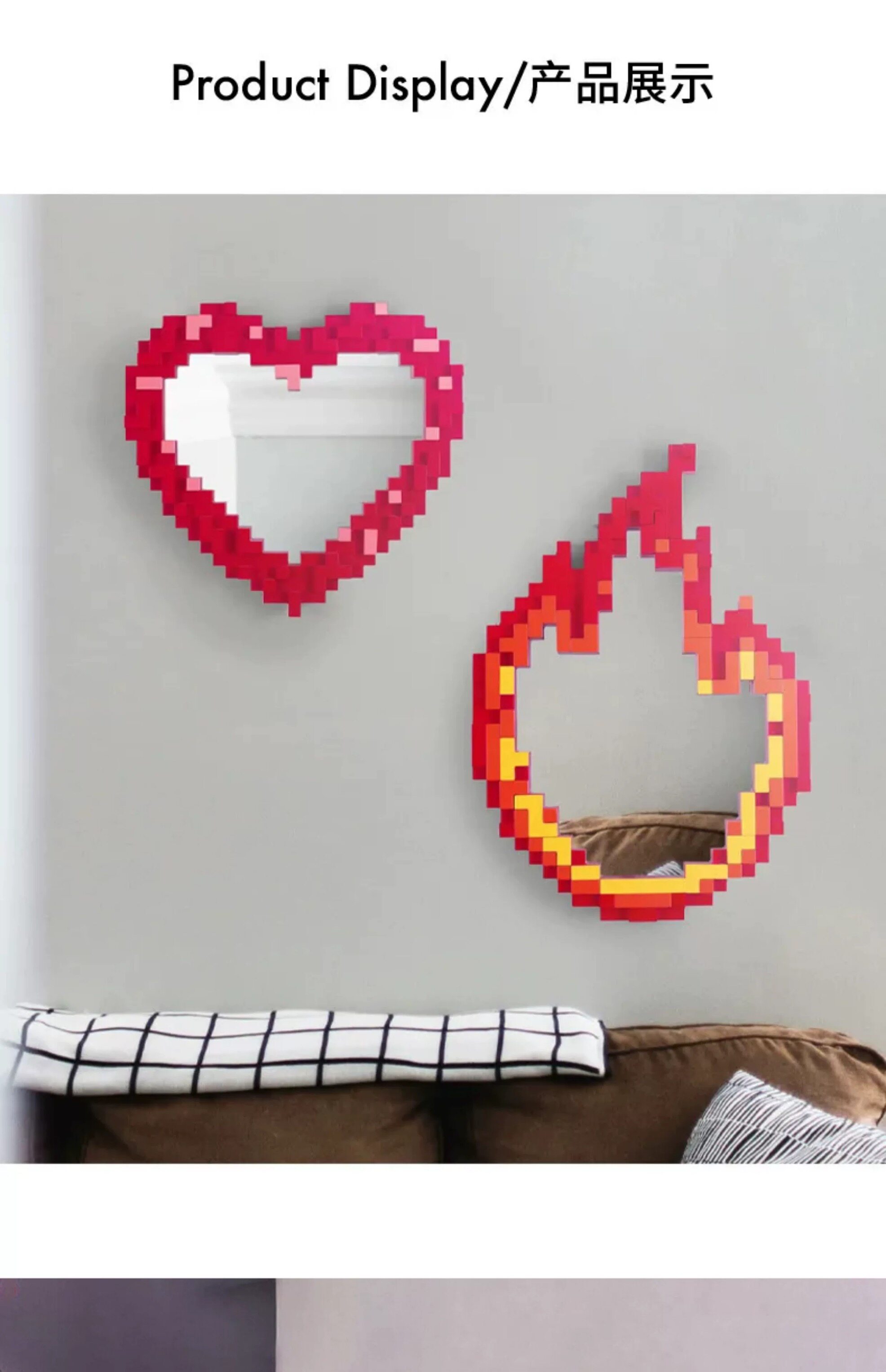 Декоративные зеркала 【官方授权】意大利seletti pxiel绿泡泡像素挂镜卧室浴室上墙镜