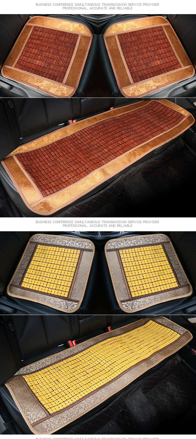 Car seat cushion summer cool pad bamboo single pad bamboo block mat mat mat ventilated breathable mahjong bamboo three-piece set