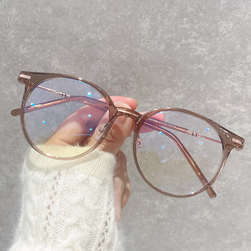 Glasses frame Female ultra-light transparent white art Korean version of the tide round face frame flat light can be equipped with myopia retro male glasses frame