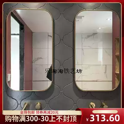 Nordic wrought iron oval wall-mounted mirror golden bathroom mirror full-length mirror decorative mirror Hotel Inn cosmetic room mirror