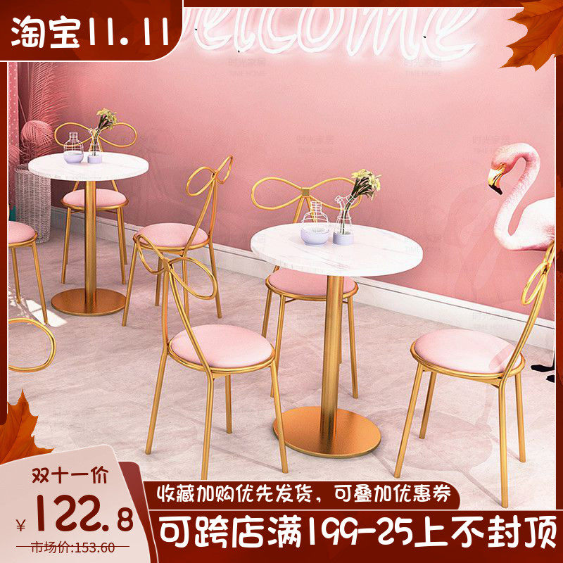 Simple milk tea shop table and chair combination net red chair casual dining dessert shop coffee shop creative marble table
