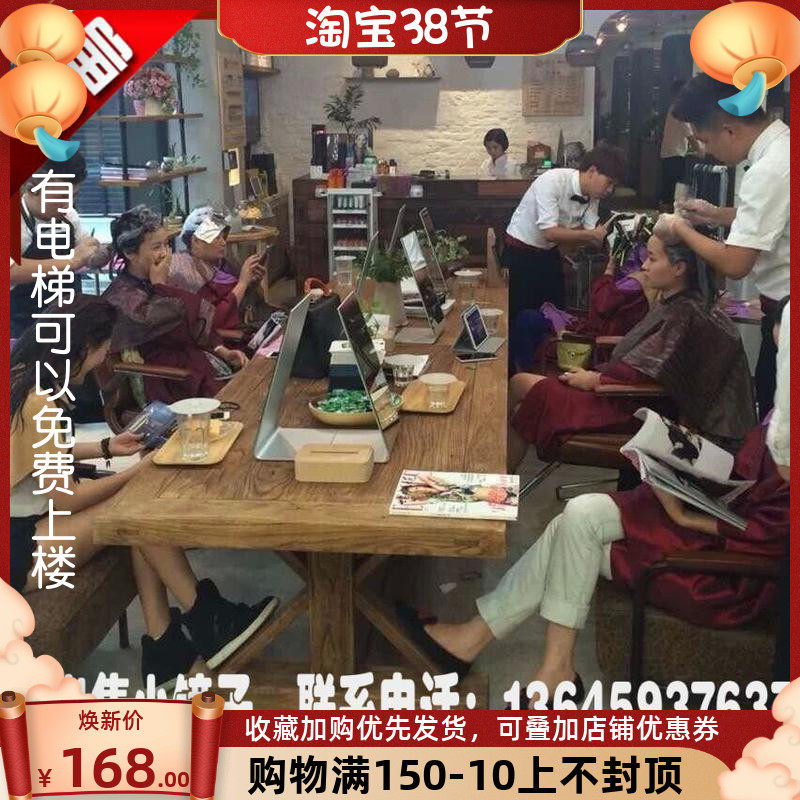 American Retro Solid Wood Beauty Hair Shop Mirror Table Hair Salm Hot Dye Area Hairdresshop Mirror Tide Shop Bronzing Table Small Mirror