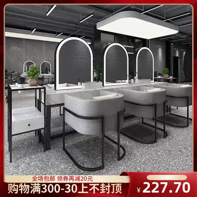 Lili shop with light hair salon special mirror table simple beauty salon perm dyed marble single double side mirror makeup
