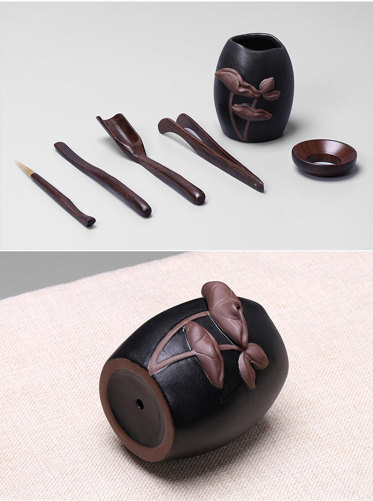 Trà đạo Sáu quý ông Kung Fu Bộ phụ kiện Bộ trà Gỗ rắn Teaspoon Tea Spoon Tre Tea Sh xẻ Tea Tea Spoon bộ trà đạo