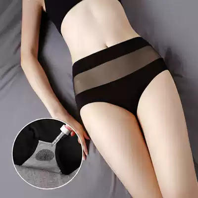  Graphene sexy panties female pure cotton black technology antibacterial high waist plus size transparent mesh temptation briefs