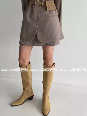 Korean western cowboy boots women's long boots spring and autumn new pointed retro British style high-barrel riding boots