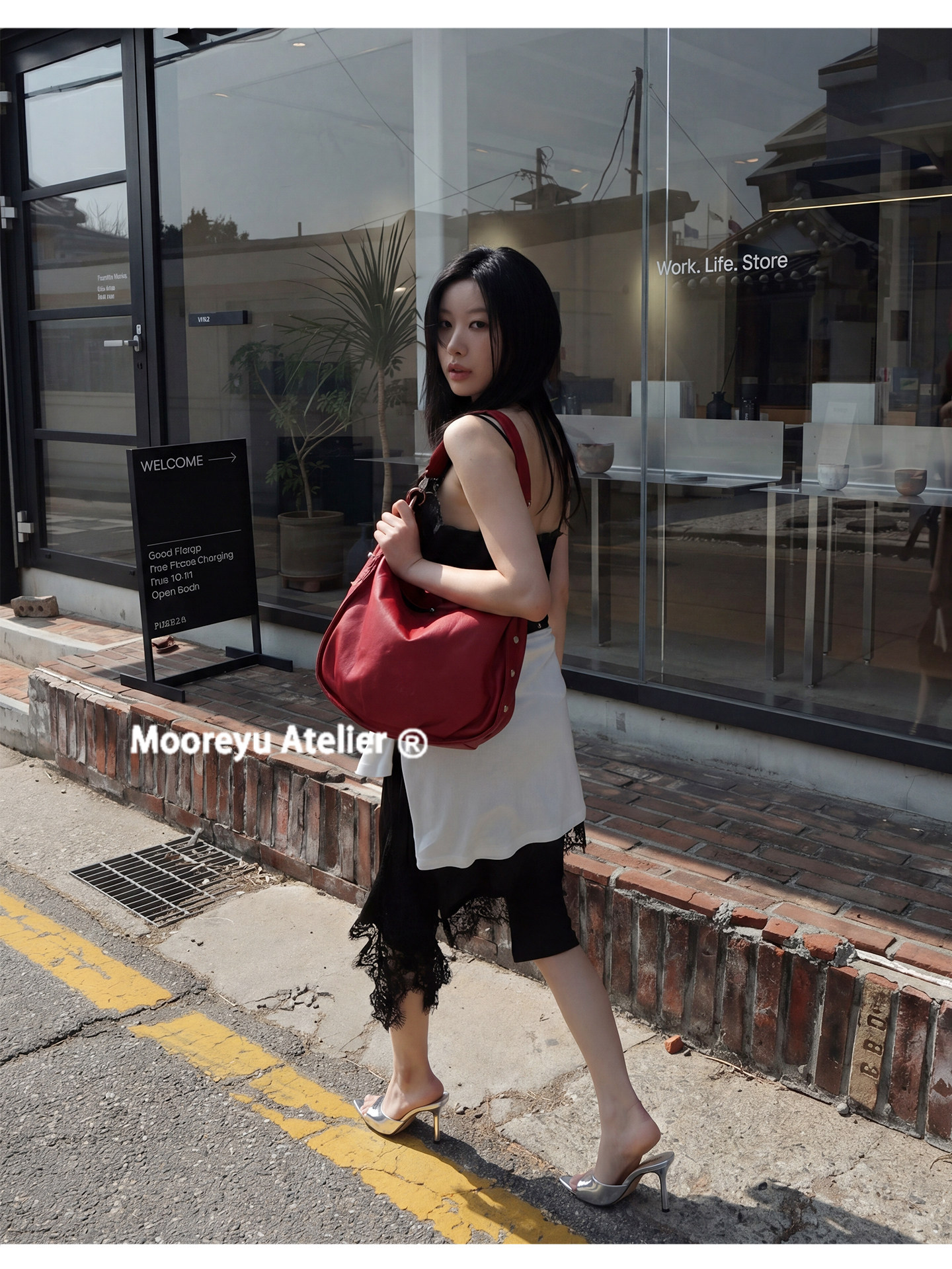 Mooreyu Open-Toe Stiletto Heel Sandal