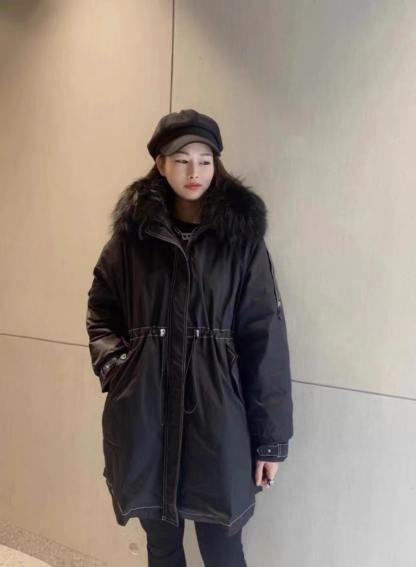 Designer Style Winter New Casual Versatile Loose Warm Parka down Jacket with Mink Fur Collar for Women