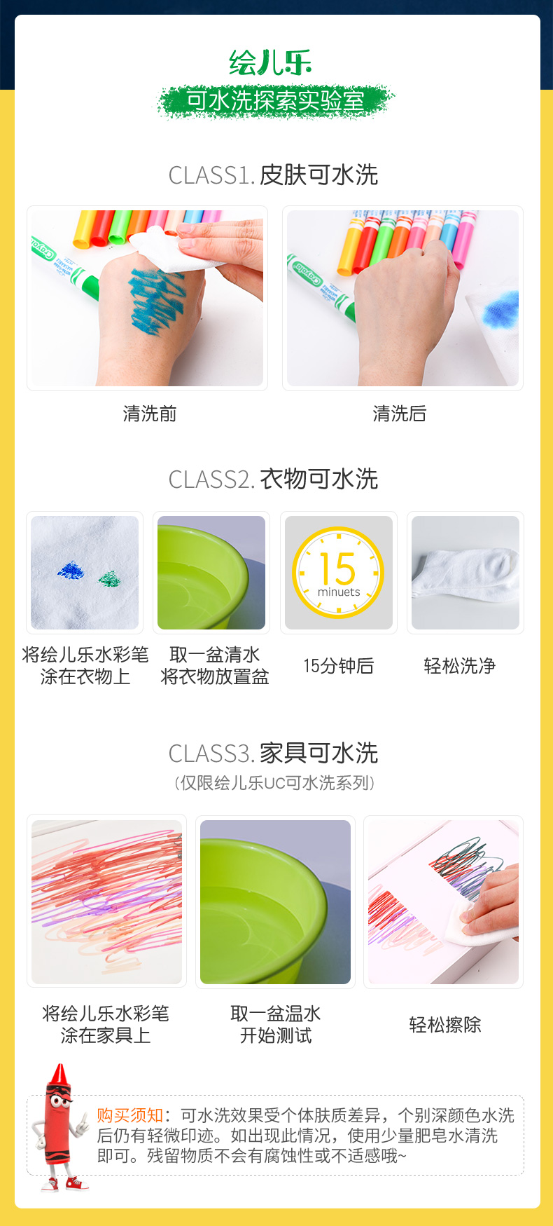 美国进口  Crayola 绘儿乐 12色儿童粗头可水洗水溶性水彩笔 图5