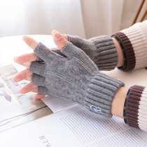 Black half-finger gloves mens winter riding knitting warm students write cold-proof wool winter Wild couple