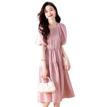 Tea break French floral square neck dress for women 2024 summer new style high-end niche design skirt for small people