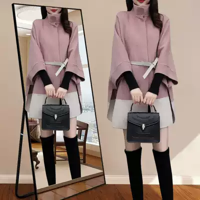 Cape woolen coat medium and long version of autumn and winter 2020 new women's popular wild Korean loose woolen coat