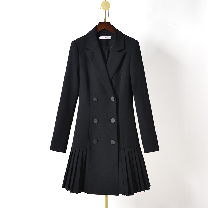 2026 Spring New Style Waist-Cinching French Blazer Elegant Slim Fit Trench Coat Pleated Skirt Blazer Dress Jacket for Women