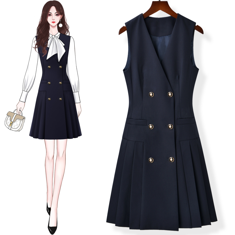Spring and Autumn Teacher Professional Dress Sleeveless Vest Dress Kindergarten Teacher Work Uniform Vest Dress Kindergarten Teacher Work Dress Spring and Autumn Teacher Professional Dress Sleeveless Vest Dress Kindergarten Teacher Work Uniform Vest Dress Kindergarten Teacher Work Dress