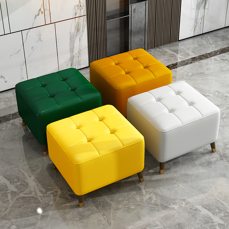 Italian minimal leather stool sofa stool cow leather stool household replacement shoe stool dressing room leather stool bench