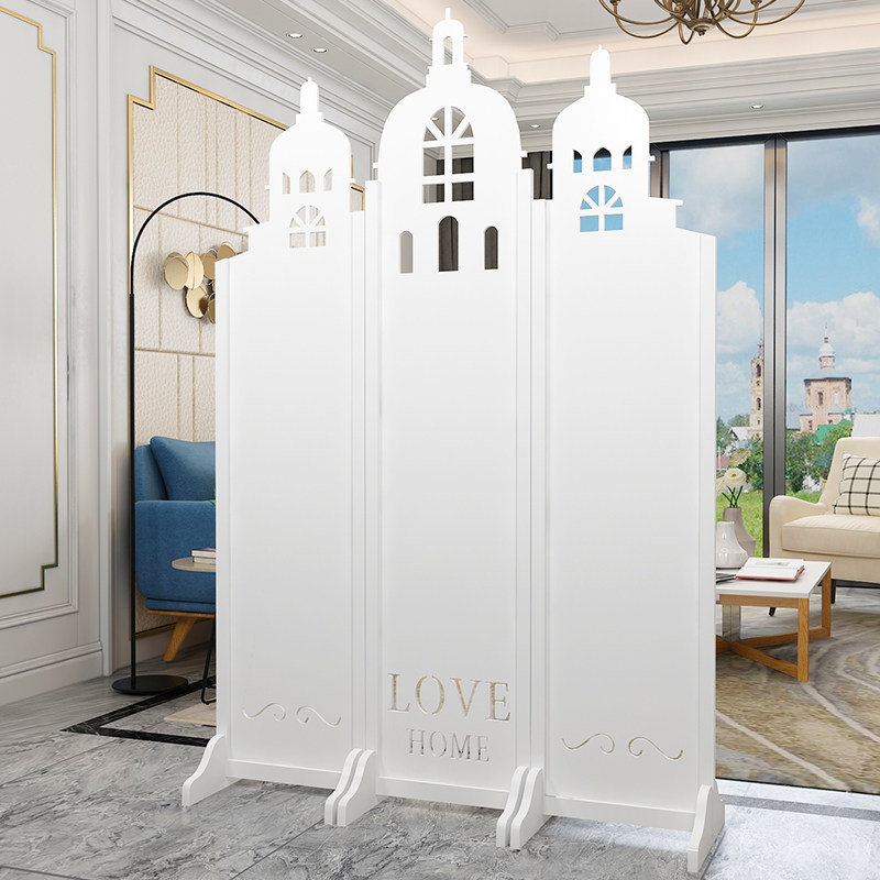 Screen partition Fashion European-style Living room Castle folding and simple moving bifacial carved hollow out of the wall Decorative Wall