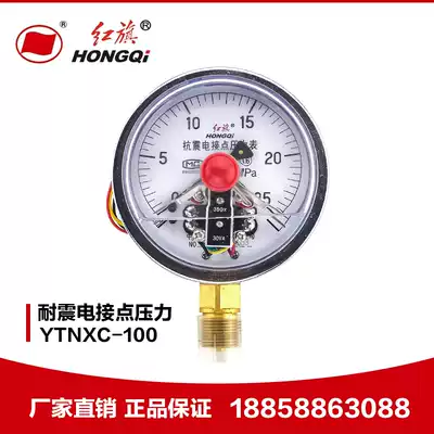 Factory Direct Red Flag meter anti-seismic magnetic auxiliary electric contact pressure gauge YTNXC-100