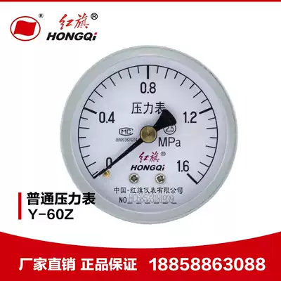 Factory Direct Red Flag gauge pressure gauge Y-60Z 2 5 0-1mpa axial without edge