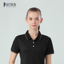Summer polo shirt T-shirt top ladies cotton business T-shirt embroidered logo solid color sports casual wear