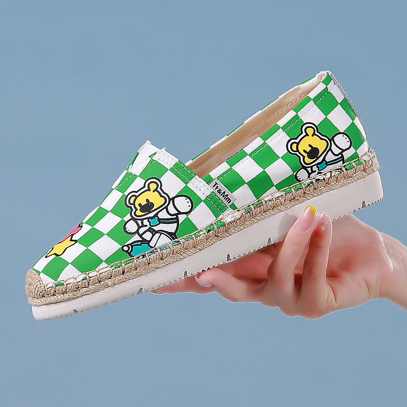 Tt&Mm/Toms Women's Shoes New Summer Checkerboard Plaid Canvas Shoes One-Leg Versatile Straw Fisherman Shoes Tt&Mm/Toms Women's Shoes New Summer Checkerboard Plaid Canvas Shoes One-Leg Versatile Straw Fisherman Shoes