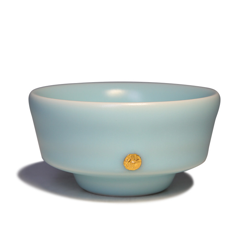 Taiwan ceramic artist Jiang Yu method kiln Ru kiln Sky blue large cup Tea cup glaze warm and delicate hand-made