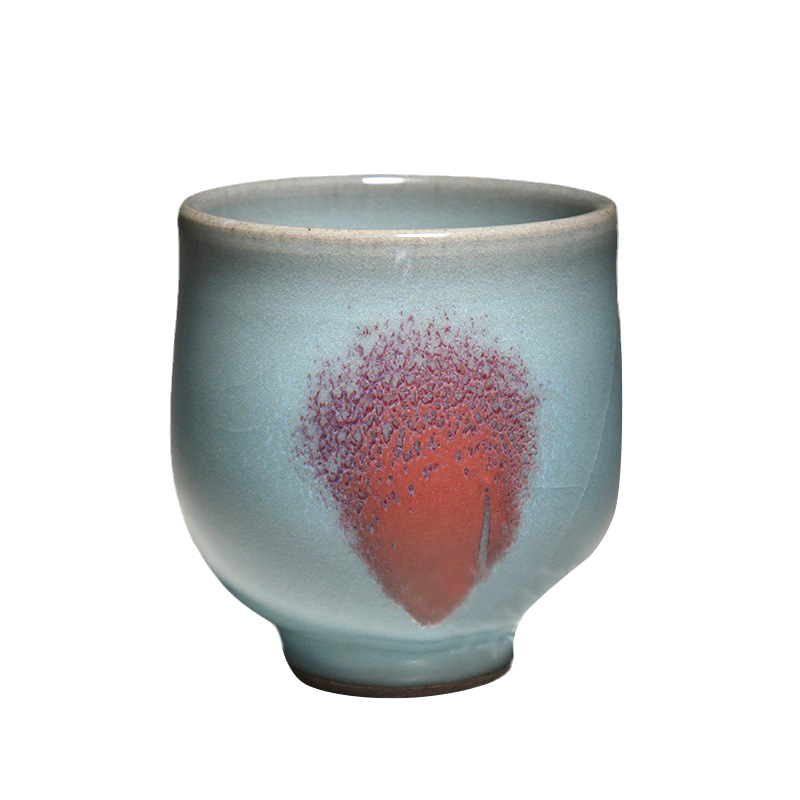 Taiwan Liu Zaixing rouge red Jun glaze hand-held cup ceramic Kung Fu tea set tea cup master cup single cup tea cup