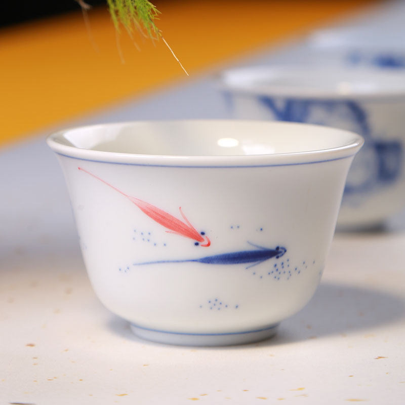 Taiwan Tea Set Sanxitang Tea Cup Ceramic tea cup Hand painted blue and white S170 wide mouth Cup Kung Fu Tea Master Cup