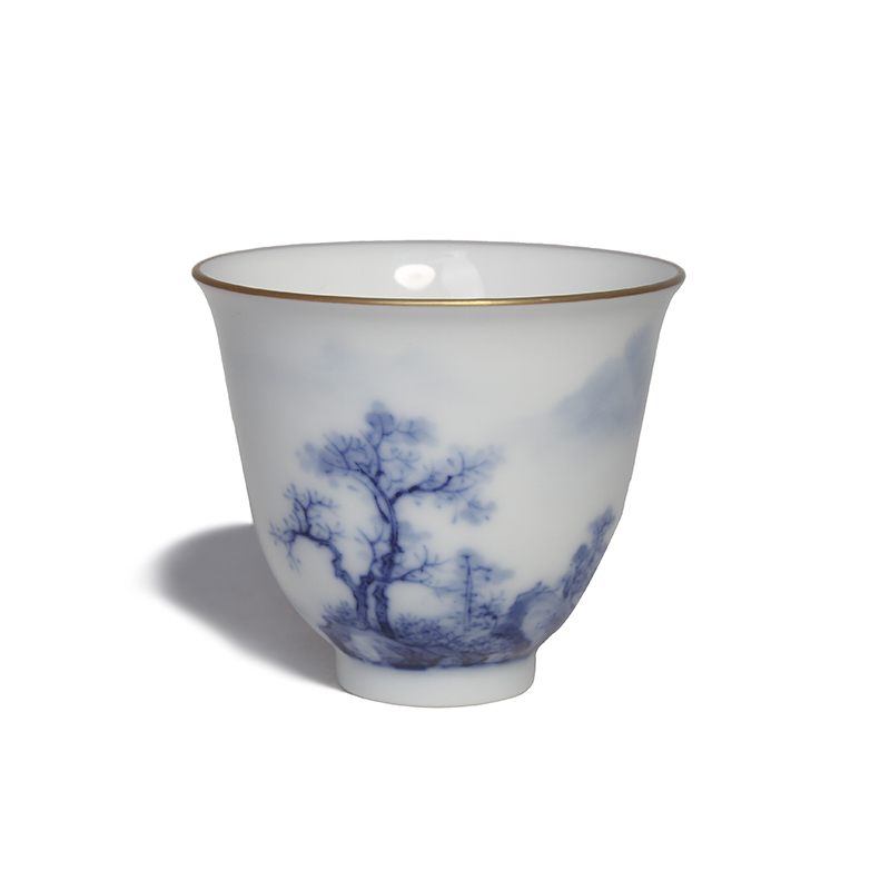 Taiwan Zimantang hand-painted blue and white landscape small breeze cup Kung Fu tea cup tea cup ceramic tea set