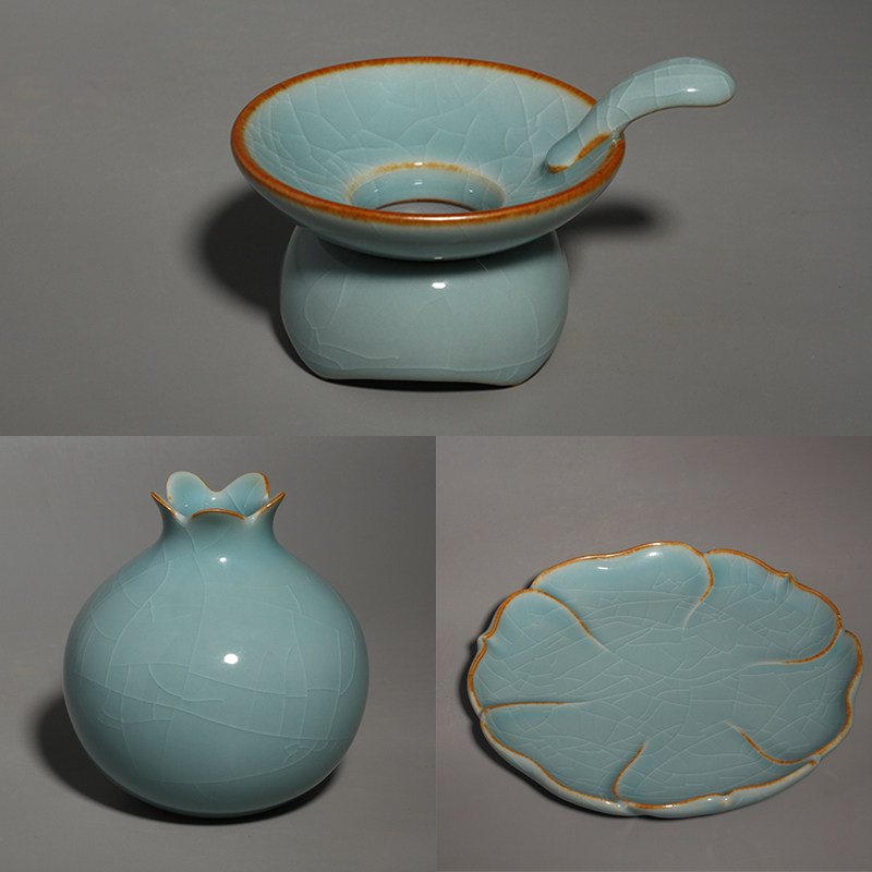 Tea School Taiwan Ruyao Celadon Water blue glaze Tea filter set Tea pot Tea tray Flower device