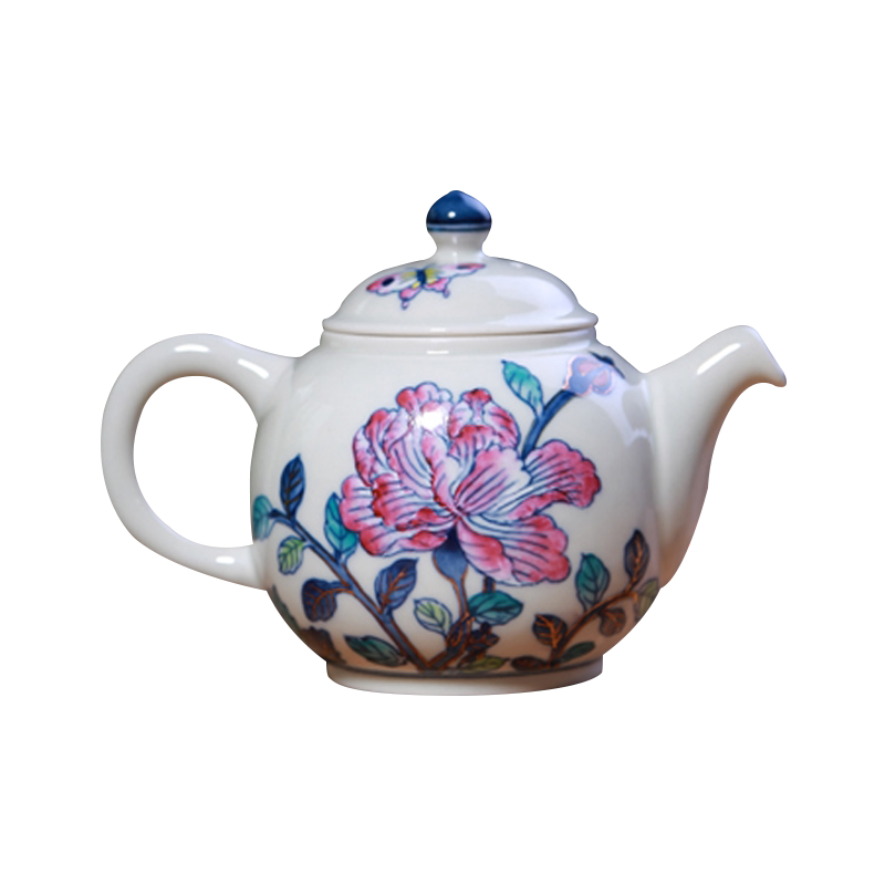 Deposit-In-Hall Hand-painted Pink Flower Pot Teapot Ceramic Bubble Teapot Kung-fu Teapot Antique
