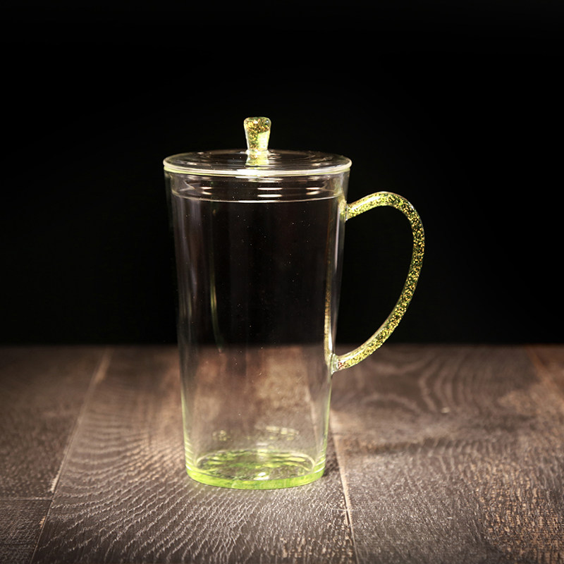 Taiwan self slow Tang new cover cup glass green bright color covered large teacup mug enjoy tea gathering incense