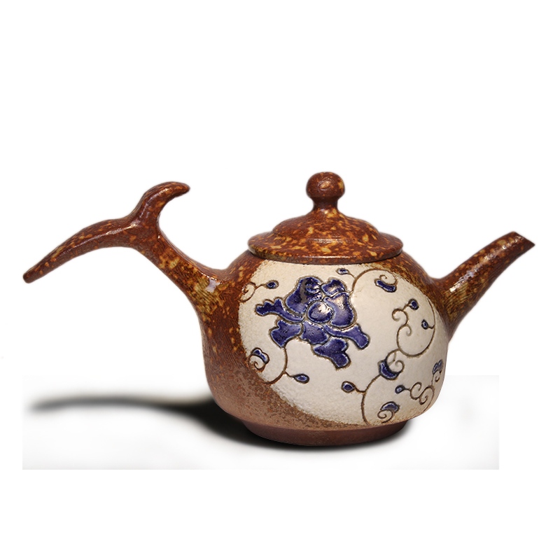 Taiwan pottery artist Chen Mingqian's new hand-painted Zhiye carved peony ding pot making teapot home pottery pot
