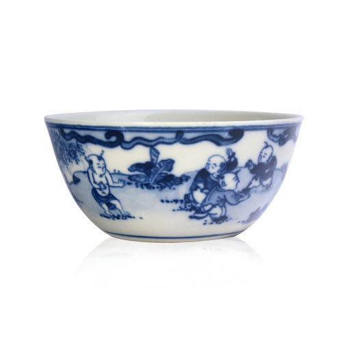 Taiwan ceramic artist Li Cunren Cunren Tang hand-painted blue and white urchin pattern wash ancient rhyme full antique teacup