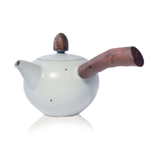 Taiwan ceramist Zhang Ge Ming Ru Kiln Ru Porcelain teapot side handle iron spot large round pot Ceramic tea set