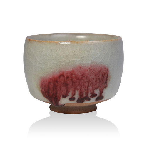 Weiwan pottery artist Chen Mingqian glazed red ice jade straight bucket cup open tea cup pure hand-made fidelity