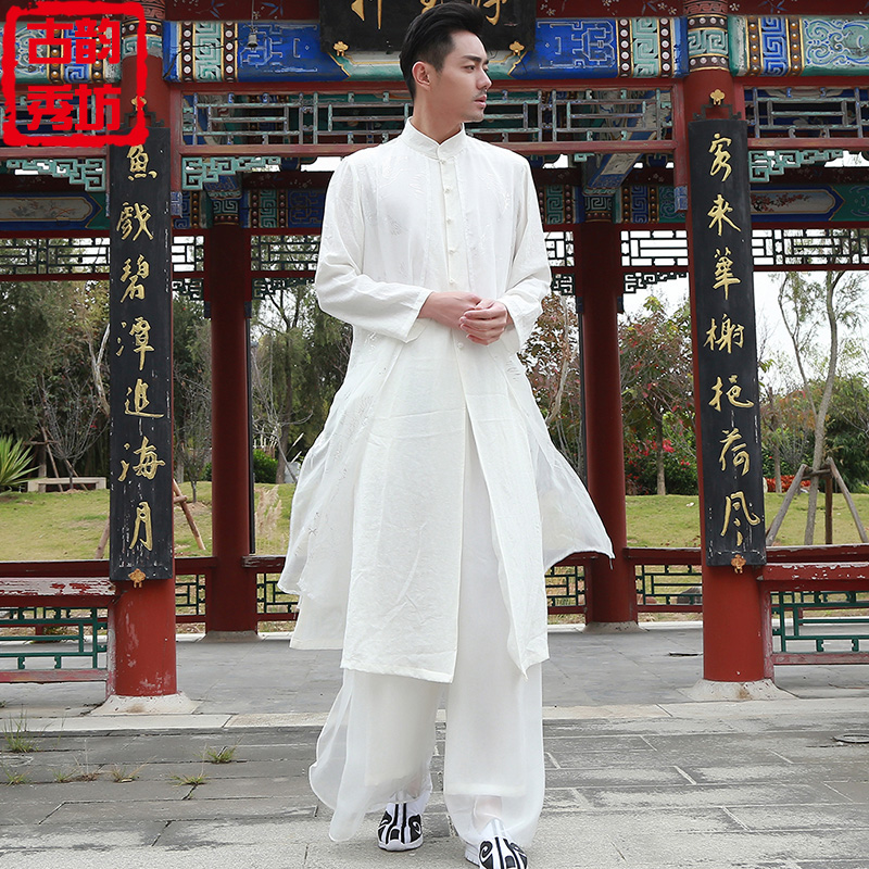 Chinese Tang Costume Men's Hanfu Chinese Style Men's Ancient Costume Long Robe Robe Zen Dress Suit Dao Robe Immortal Qi