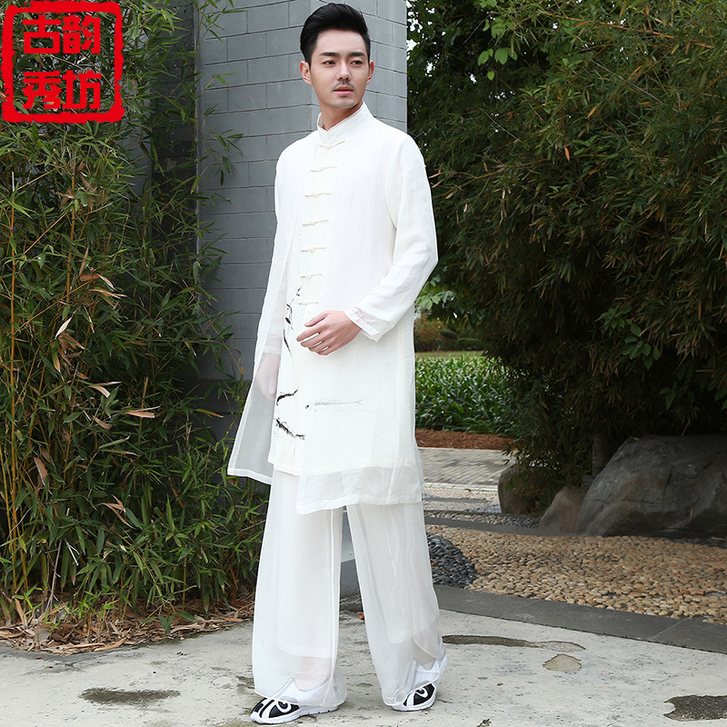 Chinese style Tang suit Han clothes Men's Chinese Wind Men's clothing Costume Ancient Style Zen Costume ancient Wind Costume Longshirt Fairy Qi