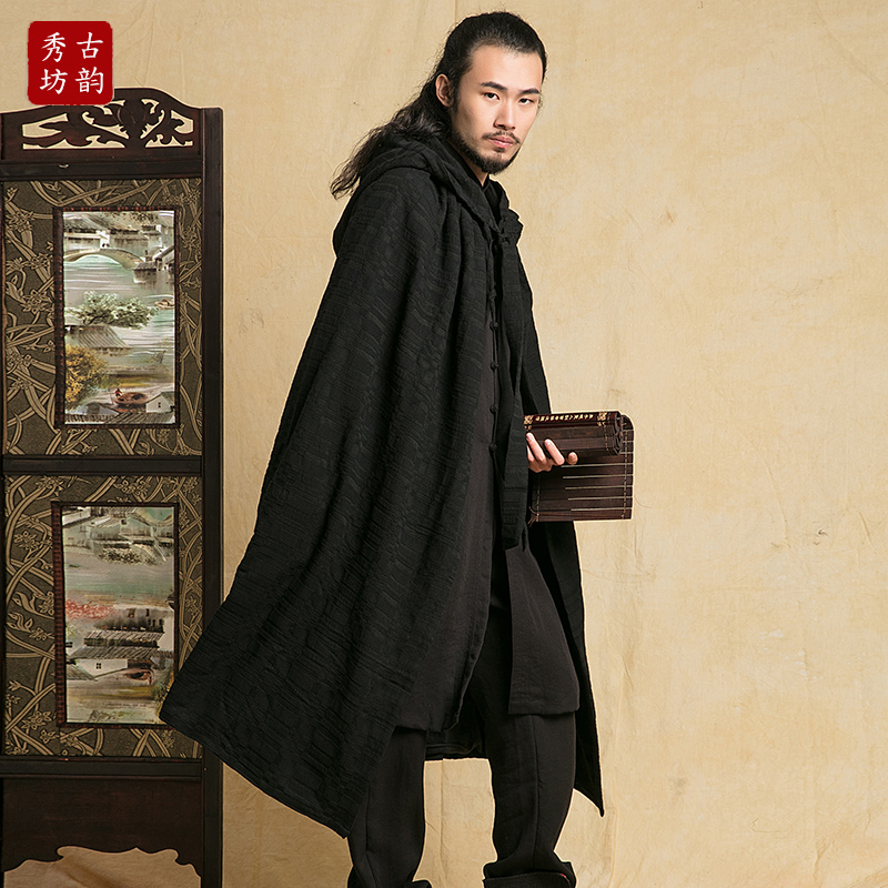 Ancient Yun Xiufang Ethnic Wind Cotton and Hemp Coat Chinese Style Male Hanfu Ancient Coat Cloak