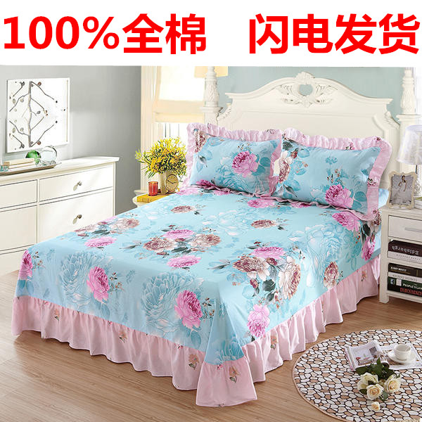 Net red sheets summer summer single piece pure cotton refreshing cotton fabric summer cool girl heart ins ice silk cool slip sheets