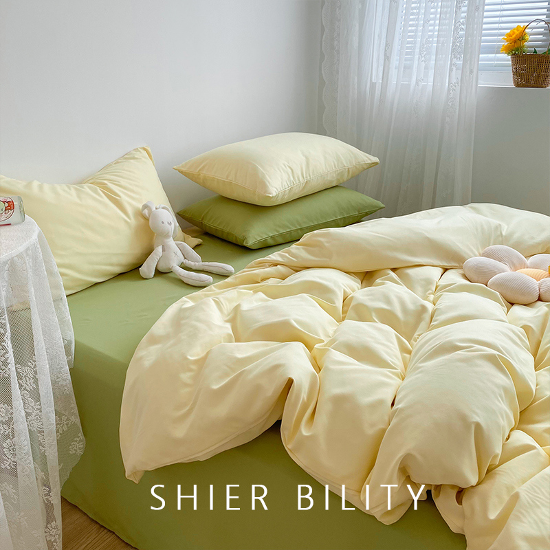 Pure colored sheets are suitable for four-piece summer beds Summer Bed for Student Dormitory Single Bed