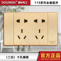 International electrician 118 concealed drawing gold color combination switch socket panel household two position ten hole socket