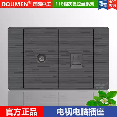 International Electrical 118 concealed silver dark gray combination switch socket panel two-position TV computer network route socket