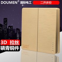 International electrician type 86 concealed switch socket household panel champagne gold brushed two-way multi-control switch