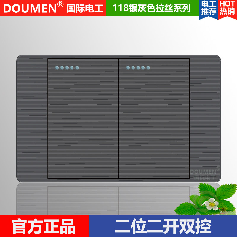 International Electrician 118 type concealed silver dark gray combination switch socket panel two-position two-open double-control switch