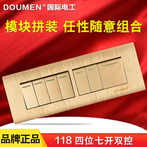 International electrician 118 switch socket panel wall power supply champagne gold brushed four position seven open dual control switch