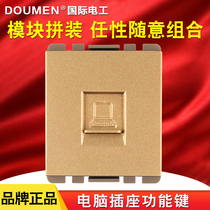 International electrician Type 118 wall switch socket brushed champagne gold steel frame fiber optic computer network cable socket module